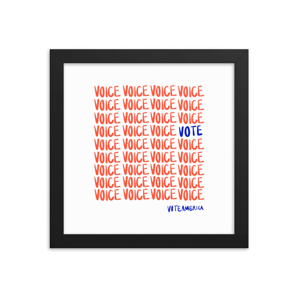 VOTE + VOICE Framed Print