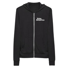 Load image into Gallery viewer, Unisex zippered hoodie - VoteAmerica logo
